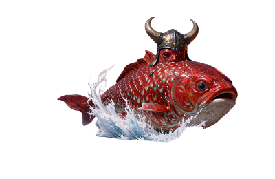 Huge Reds Bonus - riesiger roter Fisch mit Hornhelm bricht aus Eis mit 5000x Multiplikator
