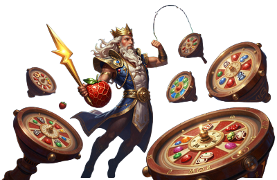 Collage aus Slot-Symbolen und Live-Casino-R&auml;dern unter Nordlichtern