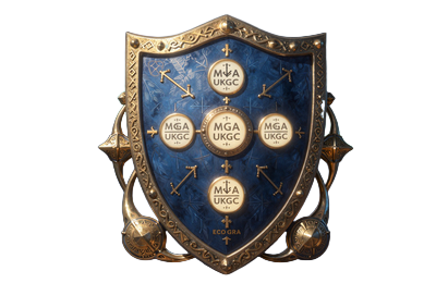 Runischer Schild mit MGA, UKGC und eCOGRA Lizenzsiegeln