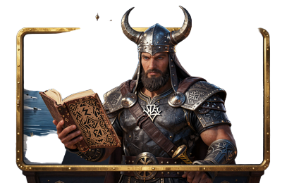 Book of Viking Slot Thumbnail - Wikinger mit runischem Buch und Hornhelm