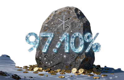 RTP Runenstein mit 97,10 Prozent Symbol unter Nordlichtern