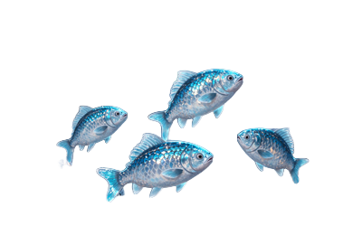 Lil Blues Bonus - drei kleine blaue Fische &uuml;ber gefrorenem See mit Multiplikator-Symbolen